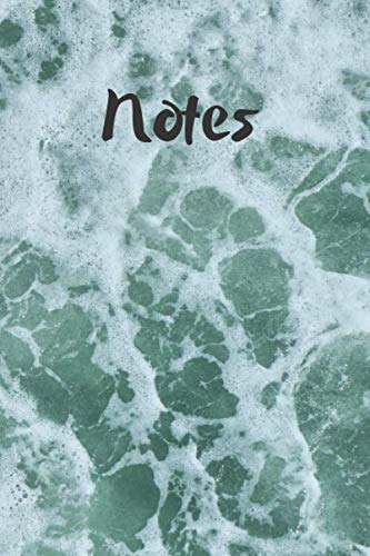 Notes: 6x9 100 page lined notebook ruled notepad professional personal seaside waves water themed colourful arty fashion cheap value student education office stationary quality jotter pad