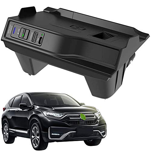 Nuevo Cargador Inalámbrico Coche Auto para HONDA CR-V/CR-V Hybrid 2017-2019 Consola Central Panel, 15W Qi Carga Rápida Teléfono Cargador con USB y 18W PD para iPhone 12/11/X Samsung S20/S10