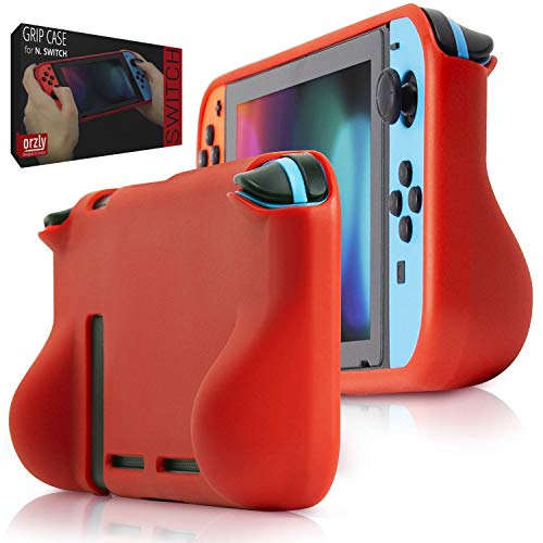 Orzly Funda Comfort Grip Case para la Nintendo Switch – Carcasa Protectora con puños de Mano Rellenos Integrados para la Parte Posterior de la Consola Nintendo Switch en su Modo Gamepad - Rojo