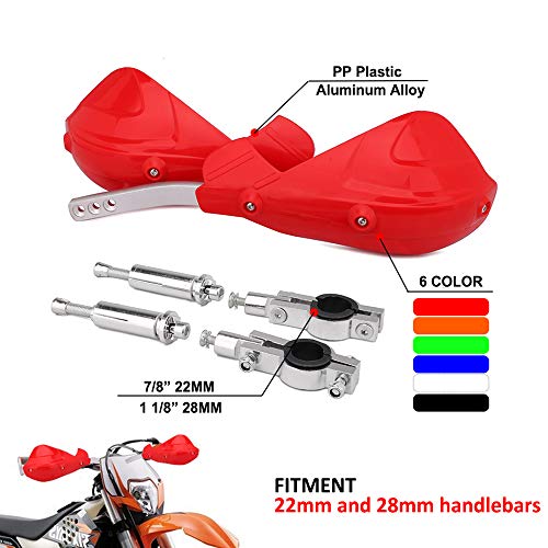 Paramanos para moto de cross (22 mm y 1 1/8 pulgadas, 28 mm, plástico PP), protección universal para Honda CR CRF 125 250 300 CR125R CR250R CR500R CRF150R CRF150F Motocicleta Supermoto Dirtbike Rojo