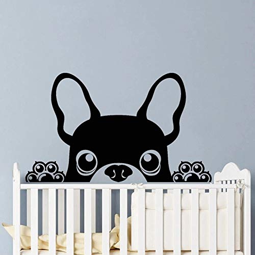 Pegatinas de pared de Bulldog francés, calcomanías de vinilo para cachorros, mascotas, decoración del hogar, decoración del hogar para bebés y niñas, calcomanías de pared para habitación de niños