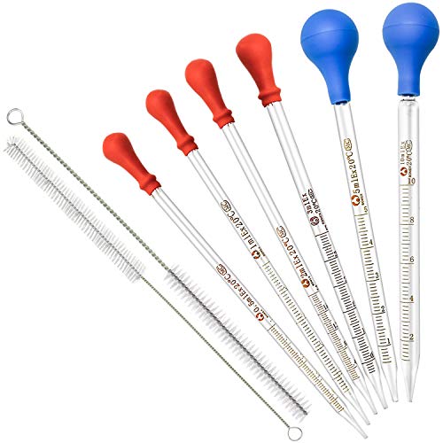 Pipetas de gotero graduadas de vidrio grueso con tapas Juego de 6 con 2 cepillos de limpieza (0,5 ml 1 ml 2 ml 3 ml 5 ml 10 ml) Pipetas de gotero graduadas de vidrio grueso con tapas Juego de 6 con 2 cepillos de limpieza (0,5 ml 1 ml 2 ml 3 ml 5 ml 10 ml)