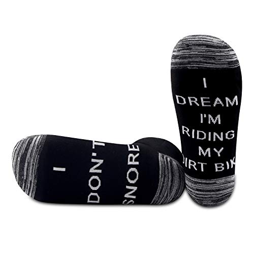 PYOUL 1 par de calcetines personalizados para moto de cross Dirt Bike regalo divertidos calcetines I Don't ronquore I Dream I'm Riding My Dirt Bike Calcetines