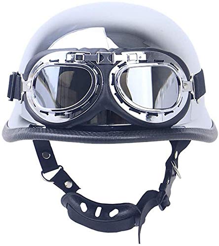 QDY Helmets Motorcycle Half Open Face Retro Helmet,Motorbike Moped Jet Crash Chopper Half Helmet with Sun Visor for Men and Women Dot/ECE Approve