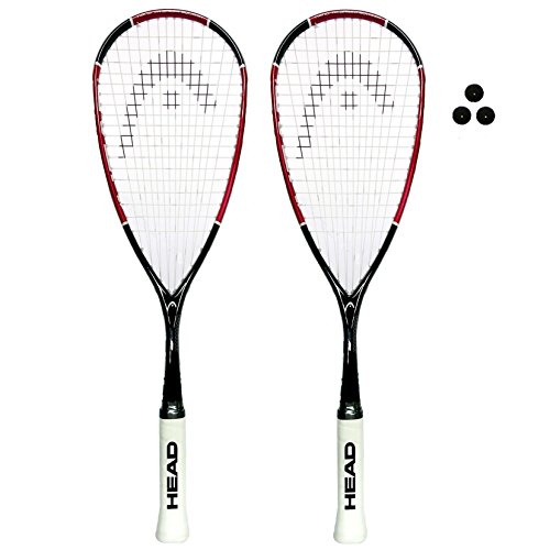 Raqueta de squash HEAD Nano Ti 110 , tamaño 2 x Rackets + 3 Squash Balls