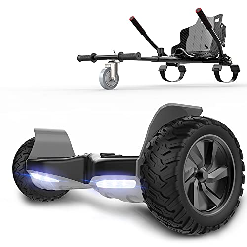 RCB hoverboards SUV Scooter Eléctrico Patinete Auto-Equilibrio Todo Terreno 8.5 ' Patinete Hummer Bluetooth + Hoverkart Asiento Kart para Overboard (Negro + Negro Carbón)