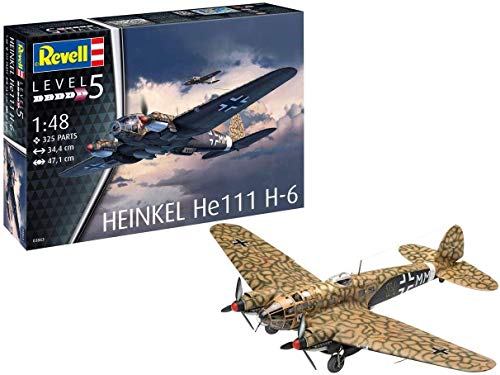 Revell 03863 Heinkel He111 H-6, 1:48 originalgetreuer Modellbausatz für Experten, farbig