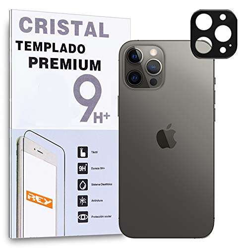 REY Protector de Pantalla 3D para Cámara Trasera de iPhone 11 Pro - 11 Pro MAX, Negro, Cristal Vidrio Templado Premium, 3D / 4D / 5D