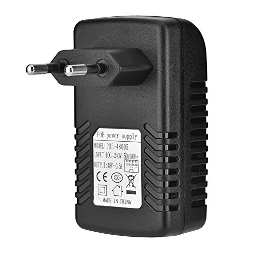 Richer-R Adaptador de inyector PoE, DC 48V 0.5A Inyector de PoE de Pared Fuente de alimentación Adaptador Ethernet para teléfono IP, Punto de Acceso inalámbrico y Dispositivos Cliente(Euro Plug)