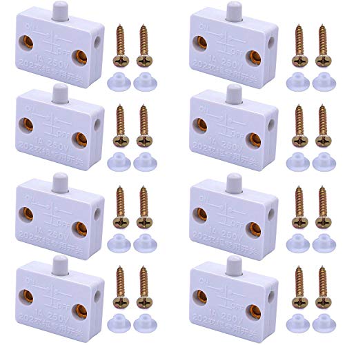RUNCCI-YUN 8 Piezas Interruptor de Contacto para Puerta de Mueble 1A 250V Iluminación Interruptor Automático para Luz de Gabinete Armario(Blanco) RUNCCI-YUN 8 Piezas Interruptor de Contacto para Puerta de Mueble 1A 250V Iluminación Interruptor Automático para Luz de Gabinete Armario(Blanco)