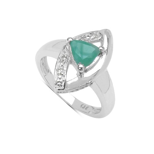 Silvancé - Anillo de mujer - plata esterlina 925 bañada en rodio - auténtico piedras preciosas: Emerald ca. 0.67ct. - R10352EWD_SSR / Gr. 54 (17.2)