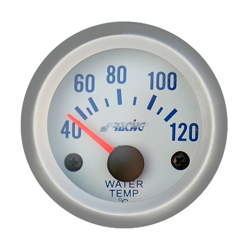 Simoni Racing WT/SB Indicador Eléctrico de Temperatura Agua, fondo plata