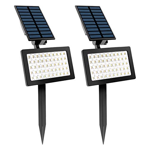 T-SUN Luces Solares de Inundación de 50 LED, Luz de Paisaje al Aire Libre, 2 Modos de Iluminación Opcionales, Impermeable Luz de Jardín Solar, para Garaje, Piscina, Calle, Señal, Billboard.(3000K)