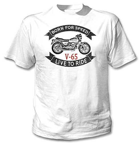 TEESANDENGINES Moto Guzzi V-65 Camiseta Blanca para Hombre de Algodon Size Xxlarge