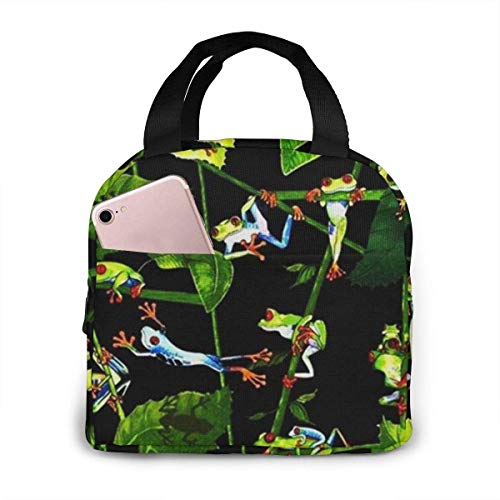 TTmom Frog's Daily Life Reusable Insulated Cooler Tote Box With Front Pocket Zipper Closure For Woman Man Work Pinic Or Travel
