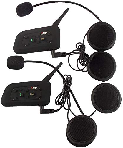 V6 Moto Bluetooth Casco Intercomunicador Intercomunicador Auricular, dúplex Completo Moto inalámbrico Interfono Conecte hasta 6 Pasajeros, Radio FM/GPS / MP4 / 1200M (2Pack)