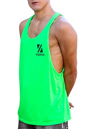 Vibrha Camiseta Deportiva Sin Mangas Flúor De Hombre - Camiseta De Tirantes Bodybuilding Gym Fitness (Verde, XS) Vibrha Camiseta Deportiva Sin Mangas Flúor De Hombre - Camiseta De Tirantes Bodybuilding Gym Fitness (Verde, XS)
