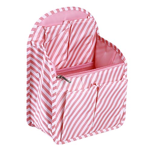 Weiy - Organizador de mochila, bolsa de inserción, organizador de viaje, bolsa multibolsillos en bolsa, organizador de accesorios de viaje As description Pink Stripe