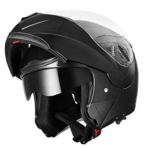 Westt Torque - Casco De Moto Modular Integral Negro Mate con Doble Visera para Motocicleta Scooter - Certificado DOT