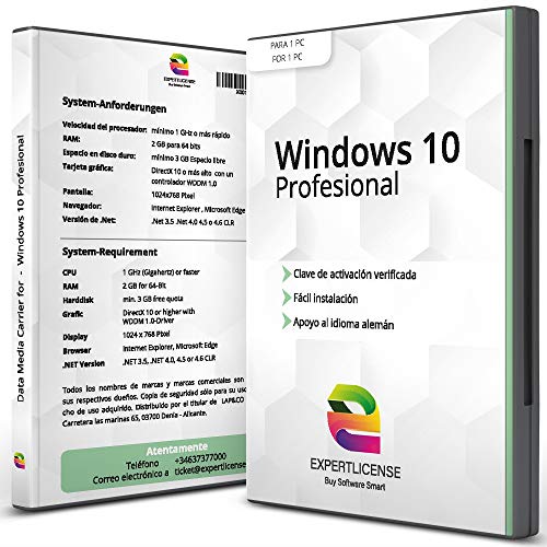 Windows 10 Pro - Versión completa │ISO DVD - 64bit - incl. Actualizaciones │ Clave de activación + Guía de instalación│ Español │ NUEVO │ SOPORTE AL CLIENTE Windows 10 Pro - Versión completa │ISO DVD - 64bit - incl. Actualizaciones │ Clave de activación + Guía de instalación│ Español │ NUEVO │ SOPORTE AL CLIENTE