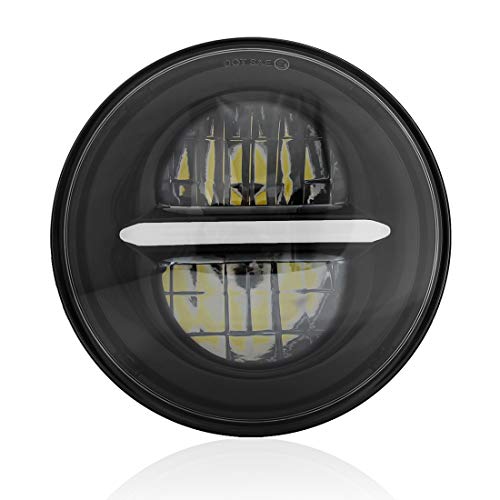 Wisamic 5-3/4 5.75 pulgadas LED faro con DRL Compatible con Harley Davidson Dyna Street Bob Super Wide Glide Low Rider Night Rod Train Softail Deuce Custom Sportster Iron 883 (Negro)