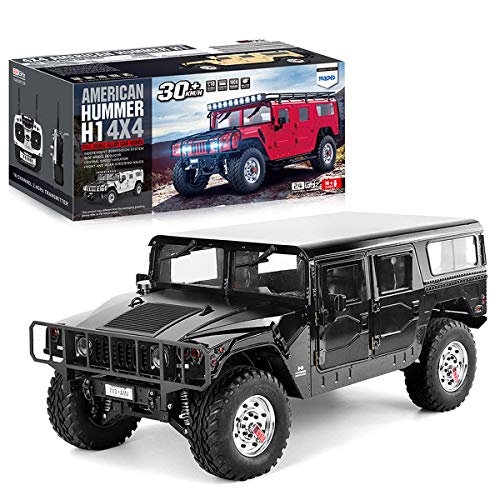 XIAOKEKE Coche De Control Remoto, Hummer 1/10, Tracción En Las Cuatro Ruedas 30 Km/H 4X4 2.4Ghz Modelo RC, con Luces LED Y Sonidos, Niños Y Niñas,Negro