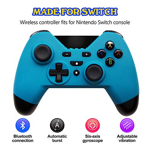 XINX Clásica función de Juego de botón de Auricular Bluetooth Wireless Switch Controller NS Gamepad para el Interruptor máquina de Juego de PC de Vapor,Azul