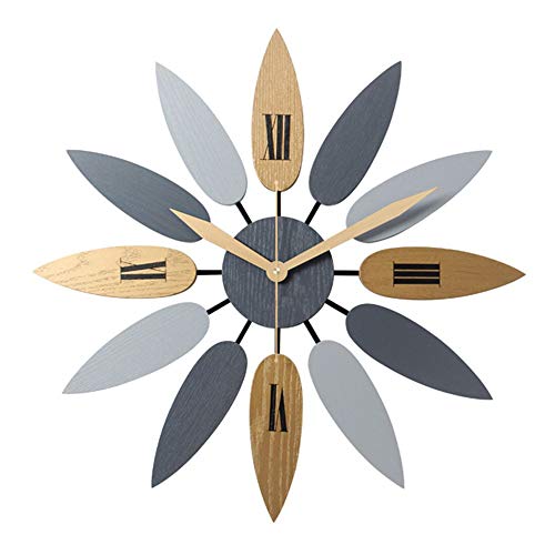 YXZEROS 52cm Reloj De Pared De Madera Creativa Reloj De Pared En Forma De Hoja Adecuado para Habitaciones Familiares ÁReas PúBlicas Relojes De Pared De Estilo Moderno Y Retro