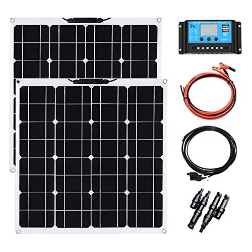 100w Módulo solar kit YUANFENGPOWER 2pcs 12 V 50 W panel solar monocristalino celda solar fotovoltaica cargador solar flexible para batería de coche, caravana, camper, barco, baterías de 12 V