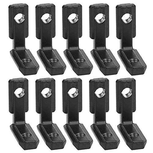 10PCS Ranura en T Conector de esquina en forma de L Soporte de junta interior Suministros de hardware de acero de alto carbono 1.02 x 0.98in, Negro(2020)