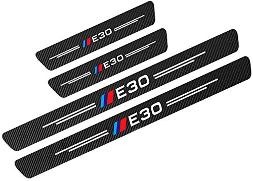 4 piezas de placas de protección para el alféizar de la puerta de fibra de carbono del coche para BMW E30, acceso de protectores antideslizantes
