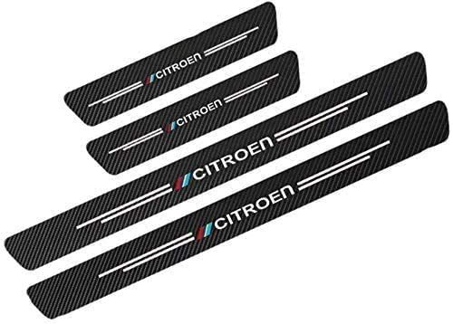 4 piezas de placas de protección para el alféizar de la puerta de fibra de carbono del coche para Citroen C1 C2 C3 C4 C5 C6, acceso de protectores antideslizantes