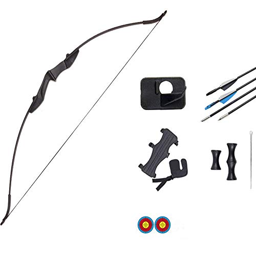 AGGF Juego de Arco y Flecha recurvo Desmontable para Principiantes de 52 Pulgadas, Arco Largo de Caza Desmontable para Exteriores con Protector de Brazo y Soporte de Flecha para Adultos, Kit de t AGGF Juego de Arco y Flecha recurvo Desmontable para Principiantes de 52 Pulgadas, Arco Largo de Caza Desmontable para Exteriores con Protector de Brazo y Soporte de Flecha para Adultos, Kit de t