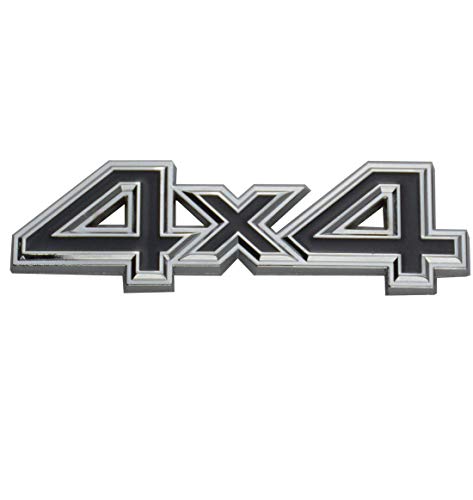 Aizfa 4X4 emblema de cuatro ruedas, metal 3D para guardabarros trasero de coche, emblema adhesivo de repuesto para Jeep Dodge Chevrolet Ford (negro cromo)