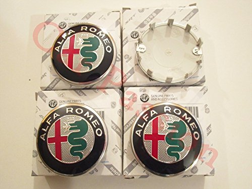 Alfa Romeo - Juego de 4 Tapacubos para Alfa Romeo Giulietta 159 Brera con logo - Tapacubos en material de aleación