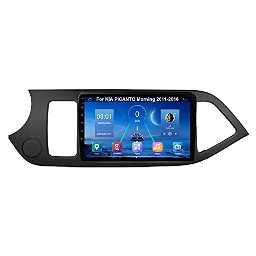 Android 10 Car Stereo 9 Pulgadas Pantalla Tactil para Coche Multimedia Navegación GPS para KIA PICANTO Morning 2011-2016 con Pantalla Coche Conecta Y Reproduce Bluetooth Video SWC