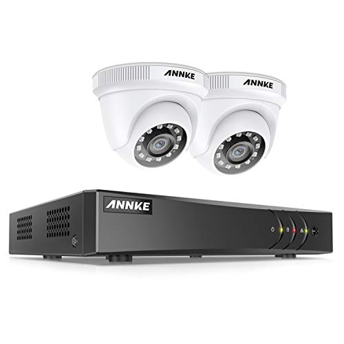 ANNKE 5MP-N DVR Video Kit de Cámaras de Seguridad 4CH H.265+ DVR sin Disco Duro de Vigilancia + CCTV 2 Cámaras Sistema de Seguridad 1080P IP66 Impermeable Visión Nocturna Silencioso-sin Disco Duro