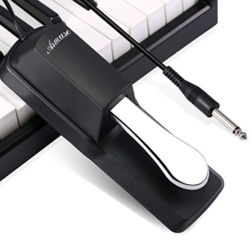 Asmuse Pedal de Sostenido para Yamaha Casio Piano con Interruptor de polaridad, Pedal Sustain Universal, Pedal de Teclado Resistente con Fondo de Goma Antideslizante