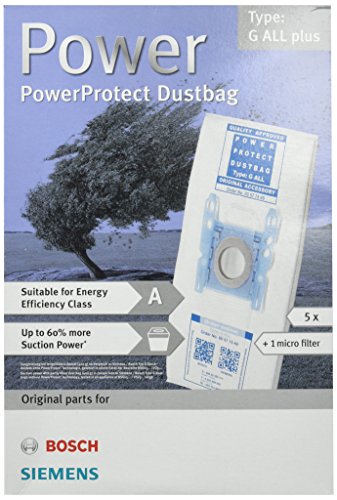 Bosch Genuine Original tipo G todo tipo de PowerProtect SMS Kit de bolsas y filtro para aspiradoras