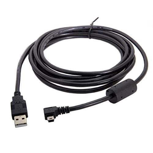 Cablecc - Cable de datos mini USB tipo B (conector macho de 5 pines, ángulo izquierdo de 90 grados a USB 2.0 macho, 3 m)
