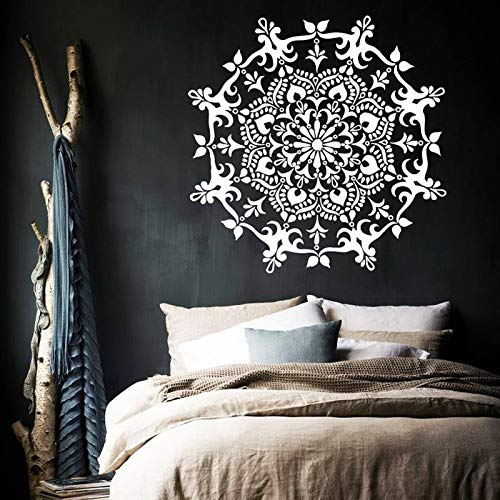 Calcomanía de pared Mandala adorno marroquí patrón flor círculo indio geométrico Yoga bohemio pegatina para dormitorio A16 57x57cm