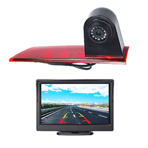 Cámara de marcha atrás de luz de freno HD 3ª cámara trasera + kit de monitor LCD de 5.0 pulgadas para Ford Transit Custom V362 2012-2019