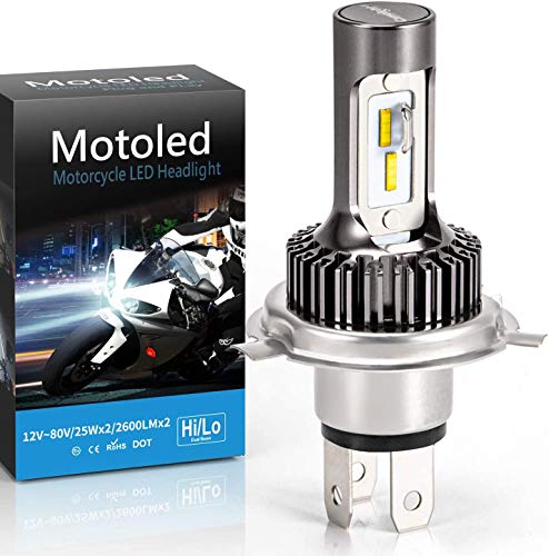 Camelight H4 - Faro LED para moto, sin ventilador, kit de conversión 25 W, 9003/HS1, bombilla de repuesto perfecta para halógenos H4, compatible con faros de coche H4,6000 K, luz blanca, 1 unidad