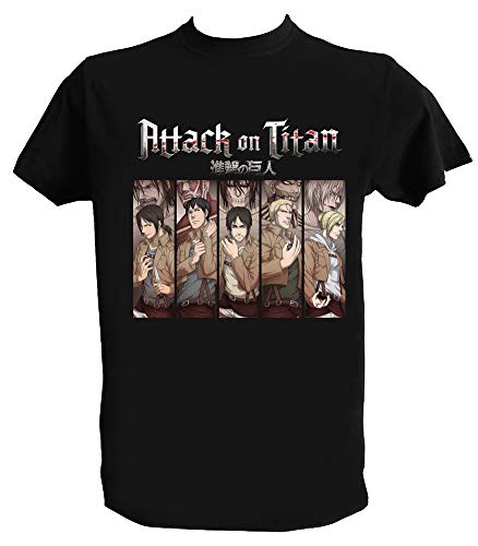Camiseta Ataque a Los Titanes Hombre Niño Negra Attack on Titan Eren Jaeger Anime Manga, Hombre - S