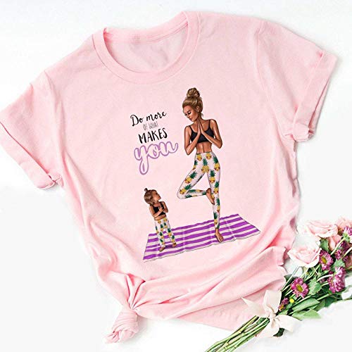 Camiseta para Mujer Mother's Love Print Camiseta Rosa Camiseta De Mamá Tops Summer L 1967-Pink