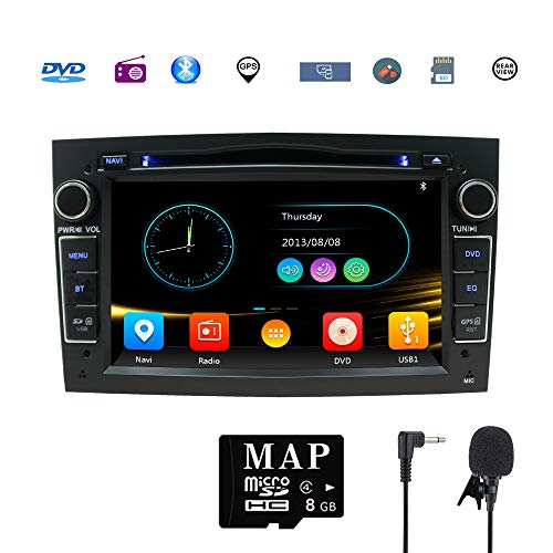 Car Stereo Satellite GPS Navigator para Opel, Unidad Head 7 Pulgadas 2 DIN Car Stereo con Soporte para Reproductor de CD y DVD GPS, USB SD, FM Am RDS, Bluetooth, SWC(Negro)