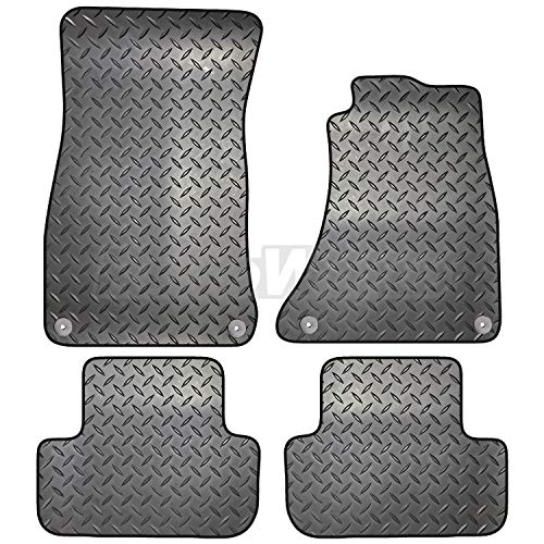 Carsio ZCUT-2005-(55 x 4) Juego de Alfombrillas de Goma para Audi A5 Sportback de 2009 a 2017, 4 Clips Redondos, Color Negro