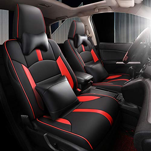 Compatible Con HONDA CRV2010-2015 Kit De Cubierta Del Asiento Del Automóvil, Cubierta De Asiento De Cuero Artificial Súper Cómodo Para Accesorios De Interior De Automóviles,Black red