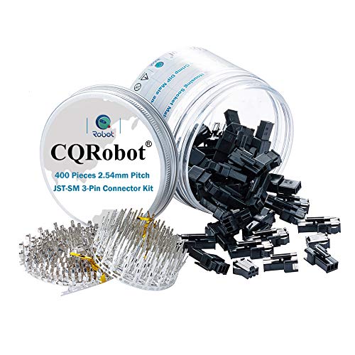 CQRobot 400 Pieces 2.5mm Pitch JST - SM JST Connector Kit. 2.5mm Pitch Male and Female Pin Header, JST SM - 3 Pin Housing JST Adapter Cable Connector Socket Male and Female, Crimp Dip Kit.