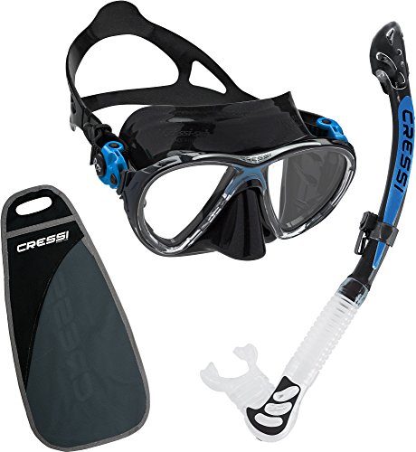 Cressi C/Set Big Eyes Evolution Alpha/UD - Kit de Snorkeling/Buceo, Unisex Niños, Negro/Azul, Talla Única